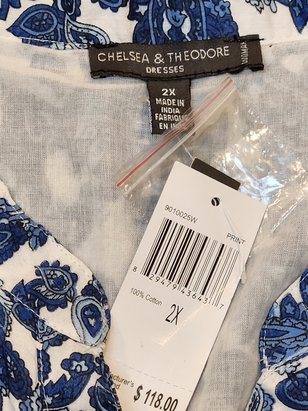 👗 NWT Chelsea & Theodore Blue Floral Smocked Cottagecore Midi Dress 👗 - Picture 6 of 7